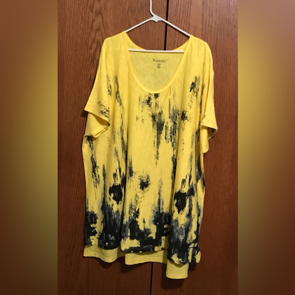 NWOT Roaman’s Size 26/28 2X Top Shirt Yellow Black